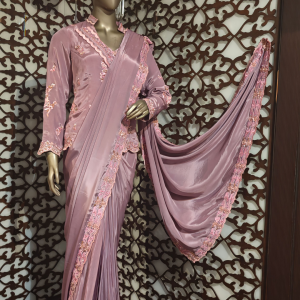 Mauve Handcrafted Saree With Jacket